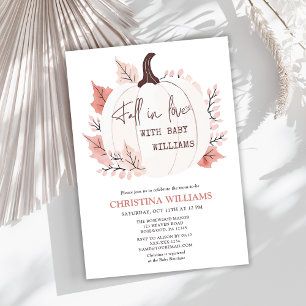 Pumpkin Fall in Love Watercolor Baby Shower Invitation