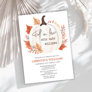 Pumpkin Fall in Love Watercolor Baby Shower Invitation