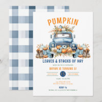 Pumpkin Fall leaves and stacks of hay 5th Birthday