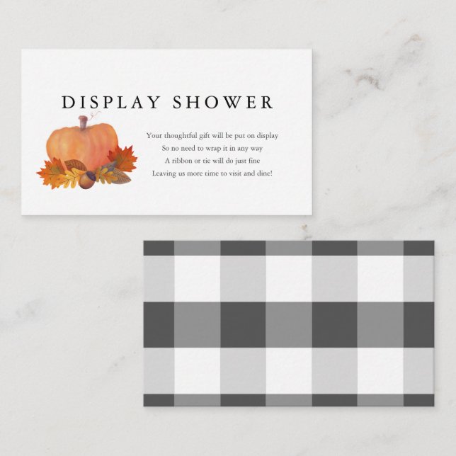 Pumpkin Fall Leaves Display Shower Enclosure Card (Front/Back)