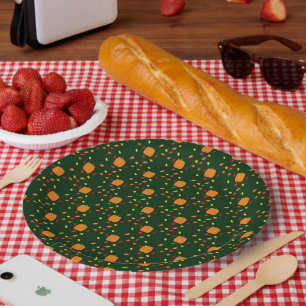Pumpkin Fall Leaves Paper Plate