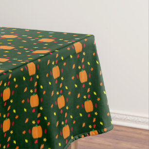 Pumpkin Fall Leaves Tablecloth