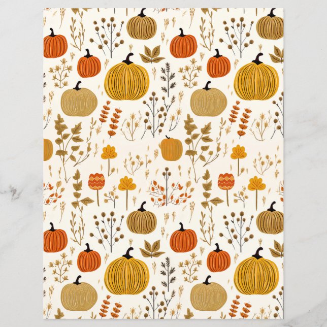 pumpkin fall pattern scrapbook paper (Front)