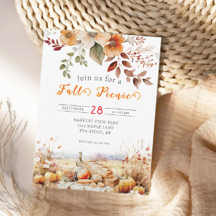 Pumpkin Fall Picnic Invitation