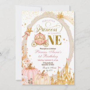 Pumpkin Fall Princess 1st Birthday Invitation