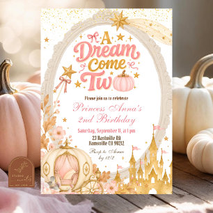Pumpkin Fall Princess Dream Come two Birthday Invitation