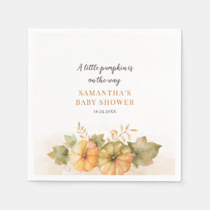 Pumpkin Fall Rust Leaves Girls Baby Shower Napkin