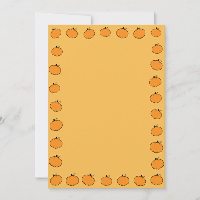 Pumpkin Fall Season Border Orange Background  Invitation (Front)
