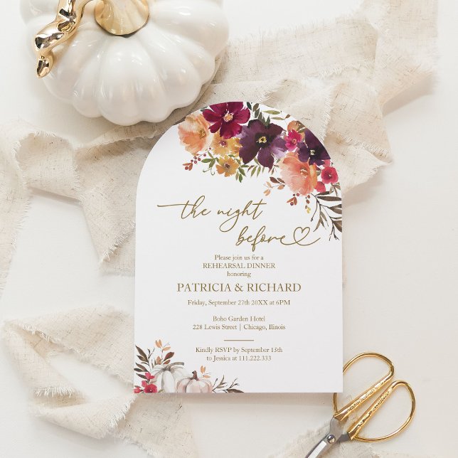 Pumpkin Fall The Night Before Rehearsal Dinner Invitation (Creator Uploaded)