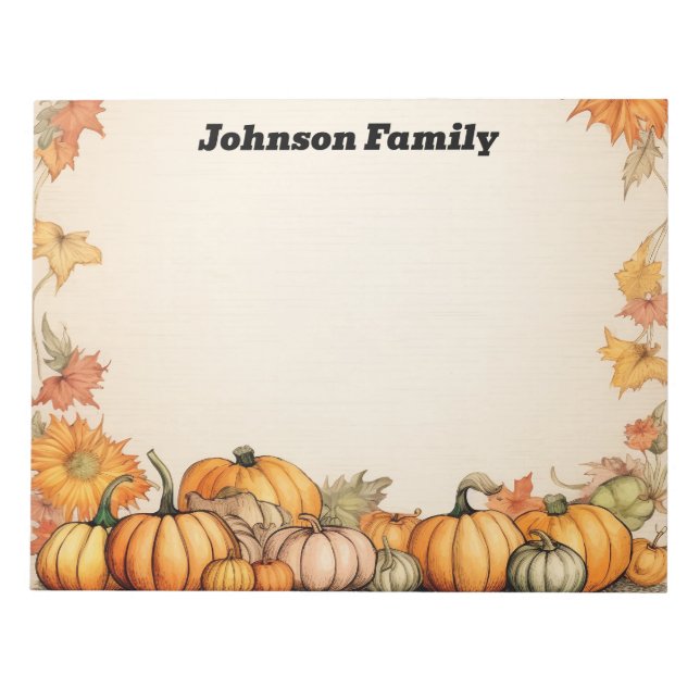 Pumpkin Fall Themed  Notepad (Front)