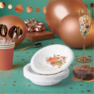 Pumpkin Fall Wildflower Floral 100th Birthday Paper Plate