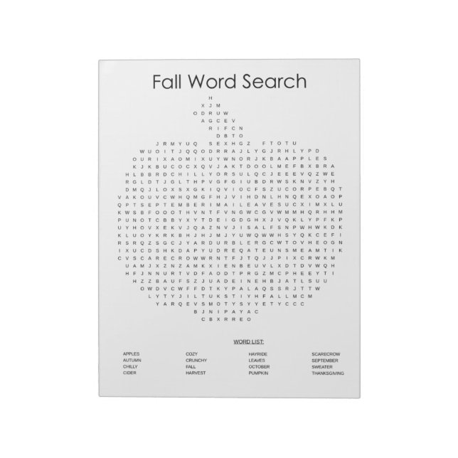 Pumpkin Fall Word Search Notepad (Rotated)