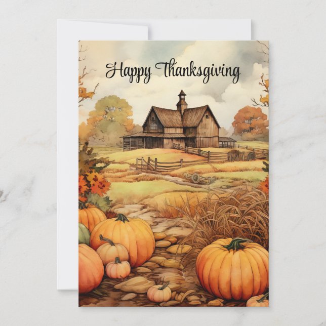 Pumpkin Farm Fall Harvest Thanksgiving Holiday Card (Front)