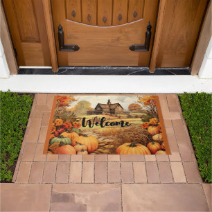 Pumpkin Farm Fall Harvest Thanksgiving Welcome Doormat