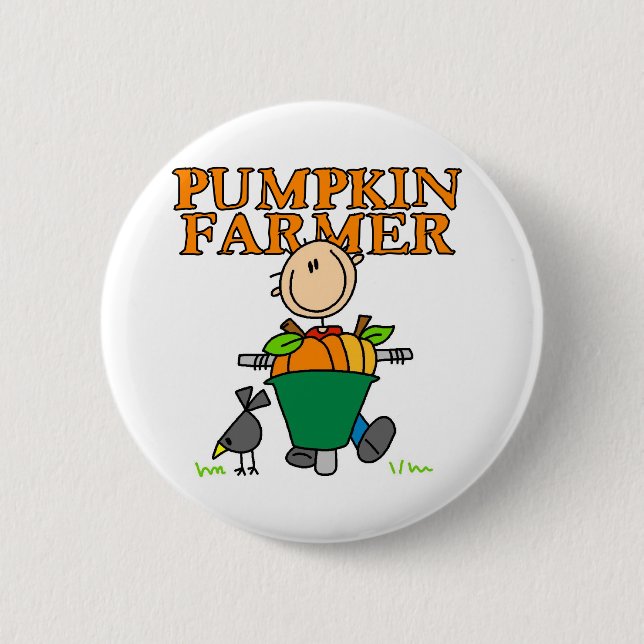 Pumpkin Farmer 2 Inch Round Button (Front)