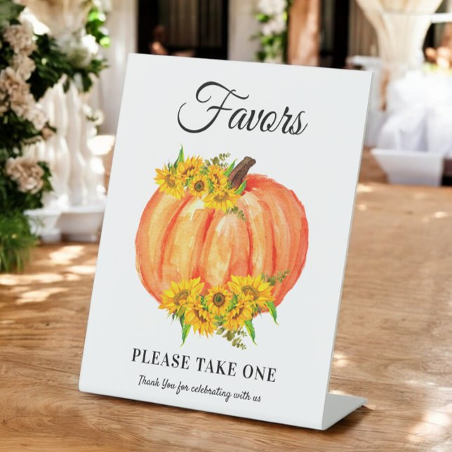 Pumpkin Favours Wedding Baby Shower  Pedestal Sign (Creator Uploaded)