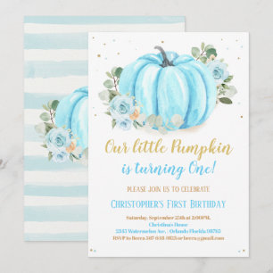 Pumpkin First Birthday Invitation