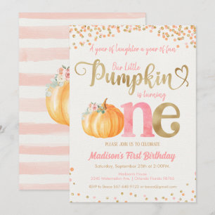 Pumpkin First Birthday Invitation