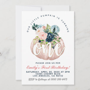 Pumpkin First Birthday Invitation