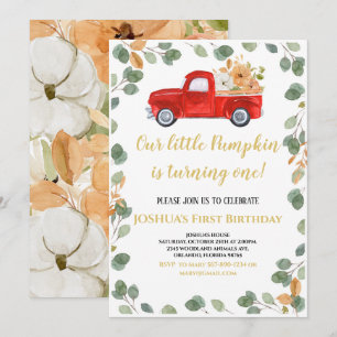 Pumpkin First Birthday Invitation