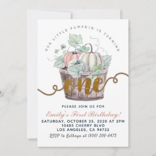 Pumpkin First Birthday Invitation