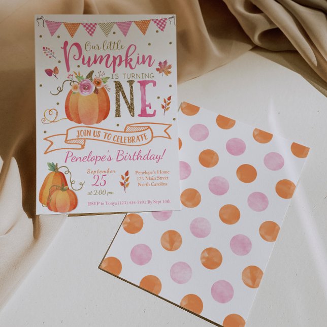 Pumpkin First Birthday Invitation, Autumn Fall Invitation (Creator Uploaded)