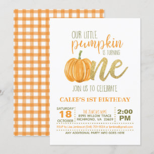 Pumpkin First Birthday Invitation - Boy #3