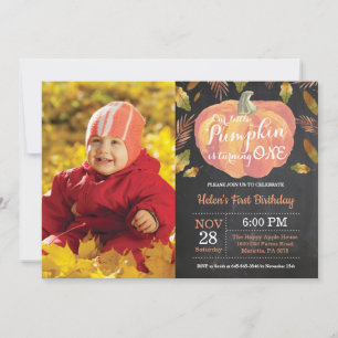 Pumpkin First Birthday Invitation Orange