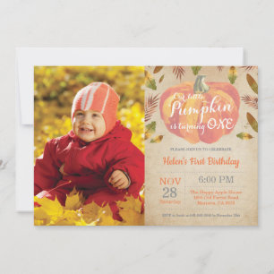 Pumpkin First Birthday Invitation Orange