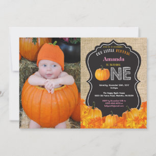Pumpkin First Birthday Invitation Orange Burlap
