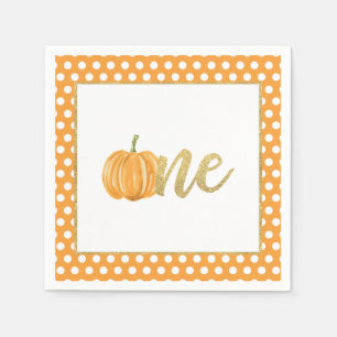 Pumpkin First Birthday Napkin - Boy Orange Dots