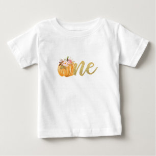 Pumpkin First Birthday ONE Shirt - Floral