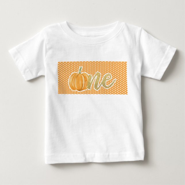 Pumpkin First Birthday ONE Shirt - Orange Dots (Front)