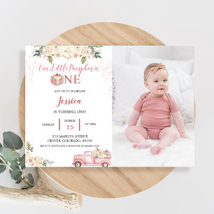 Pumpkin First Birthday Our Little Pumpkin Is One Invitation