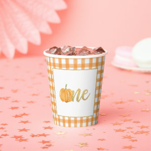 Pumpkin First Birthday Paper Cup - Boy Orange Pl