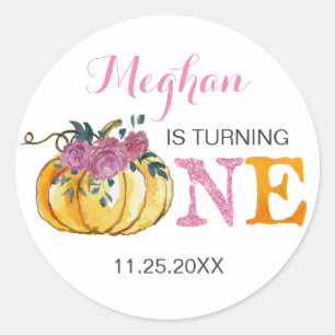 Pumpkin first birthday sticker