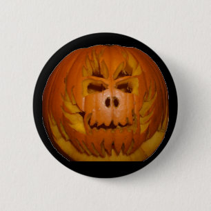 Pumpkin, Flaming Skull 2 Inch Round Button