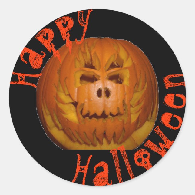 Pumpkin, Flaming Skull Classic Round Sticker (Front)