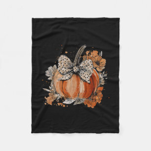 Pumpkin Floral Autumn Fall Season Wildflower Thank Fleece Blanket