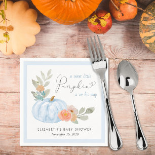 Pumpkin Floral Baby Boy Shower Napkin