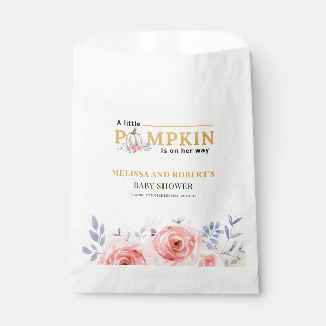 Pumpkin Floral Baby Shower Favour Bag (Front)