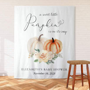 Pumpkin Floral Baby Shower Photo Backdrop Tapestry