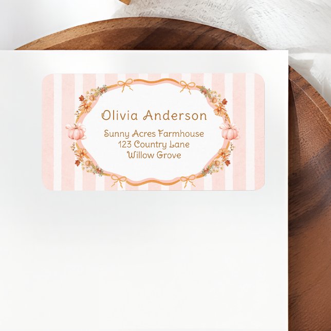 Pumpkin Floral Baby Shower Return Address Label (Creator Uploaded)