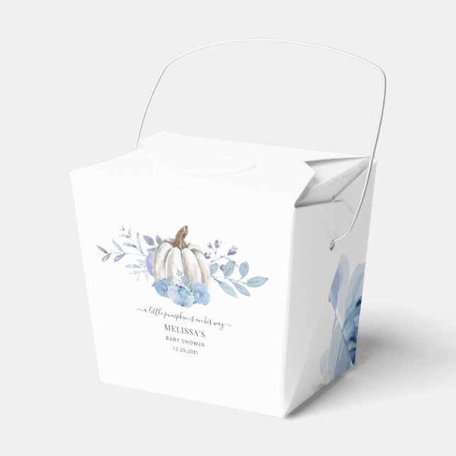 Pumpkin Floral Blue Lilac Baby Shower Favor Box (Front Side)