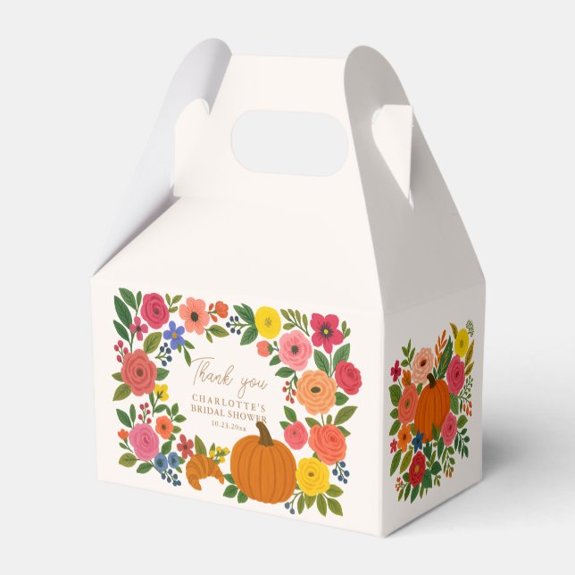 Pumpkin Floral Bridal Shower Favour Boxes (Back Side)