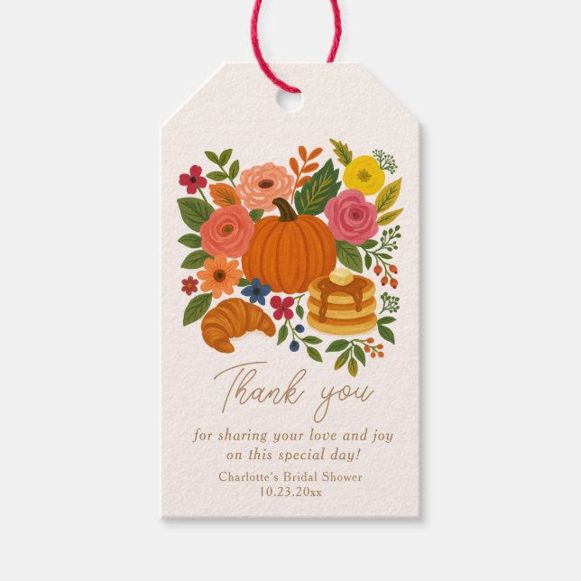 Pumpkin Floral Bridal Shower Thank You Tag (Front)