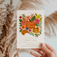 Pumpkin Floral Fall Bridal Brunch Invitation