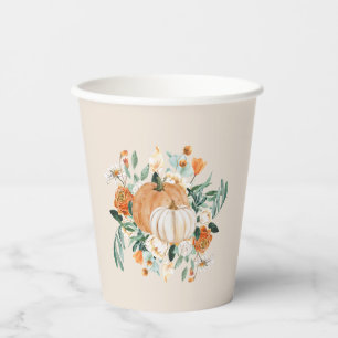 Pumpkin Floral Fall Colors, Paper Cups
