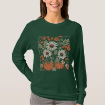 Pumpkin Floral Fall Long Sleeve Shirt