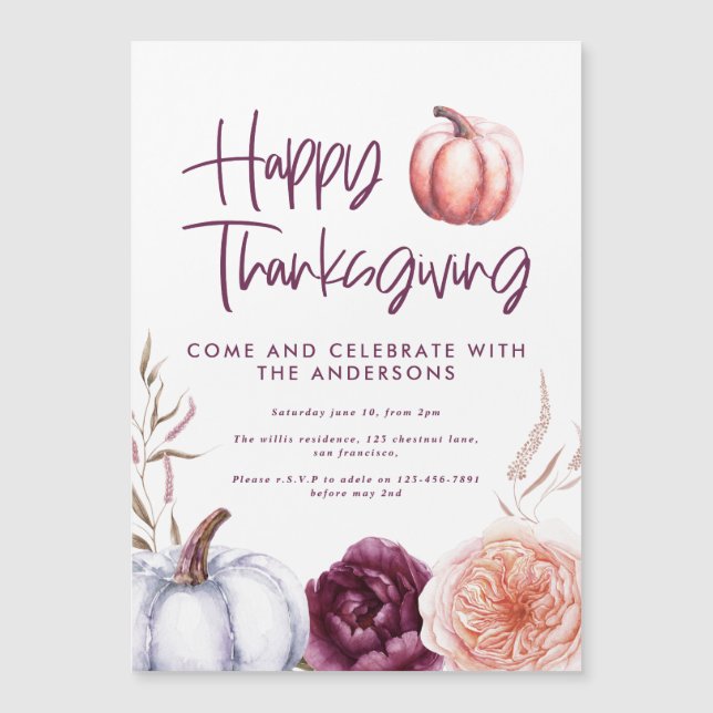 pumpkin floral fall purple peach thanksgiving (Front)
